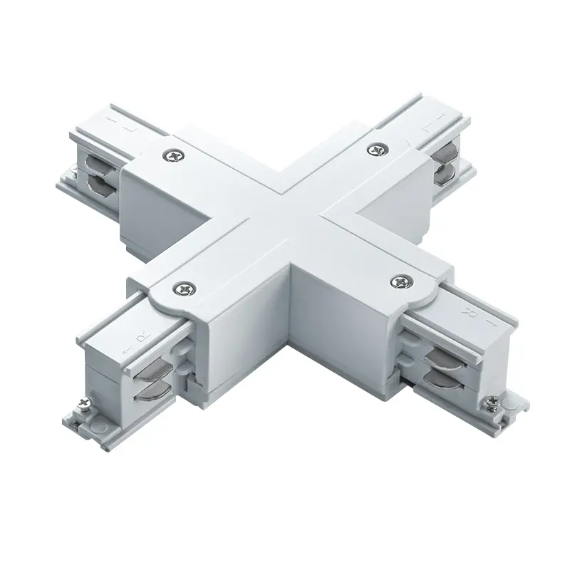 Conector Unión X Alimentación Carril Trifásico Blanco Empalmador Cuadrado de Cuatro Vías para Foco de Carril TRA001-AX01B Kosoom-Accesorios--AX01B