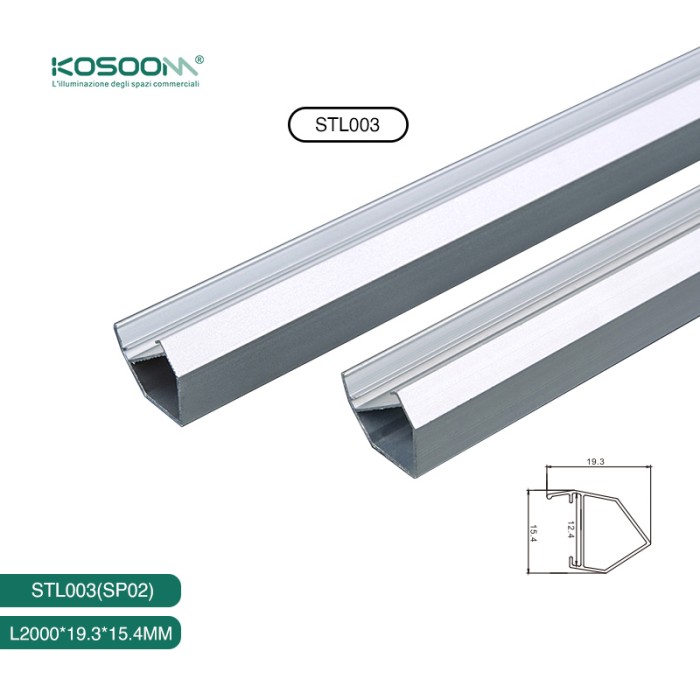 Perfil de Aluminio para Tiras LED 2 metros Delgado y Duradero para Diversas Aplicaciones - SP02 STL003 Kosoom-Perfil