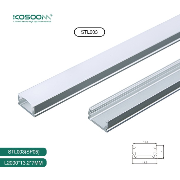 Perfil LED para Tiras LED 2m Compacto con Tapas y Cubiertas - SP05 STL003 Kosoom-Perfil