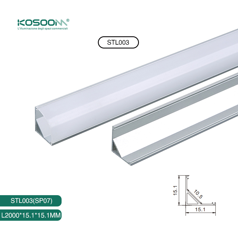 Perfil de Aluminio para Tiras LED en Esquinas 2 metros - SP07 STL003 Kosoom-Perfil