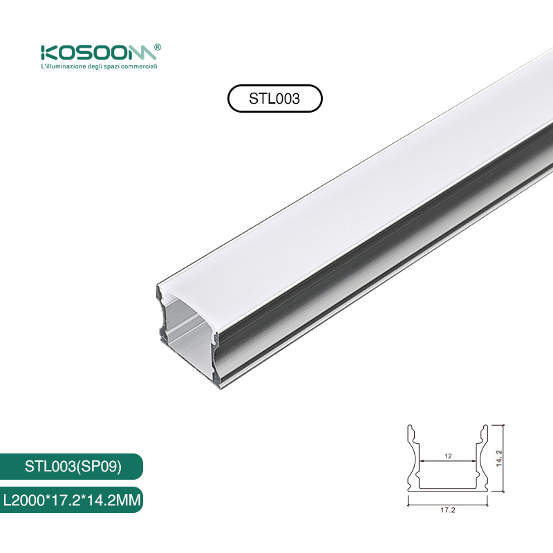 Perfil de Aluminio Empotrados sin Marco para Tiras LED 2m con Tapas - SP09 STL003 Kosoom-Perfil