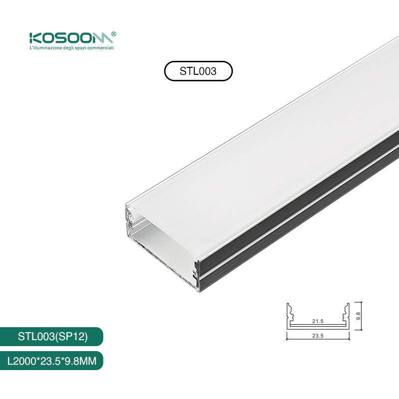 Perfil de Aluminio Empotrado sin Marco para Tiras LED 2 metros Accesorios - SP12 STL003 Kosoom-Perfil