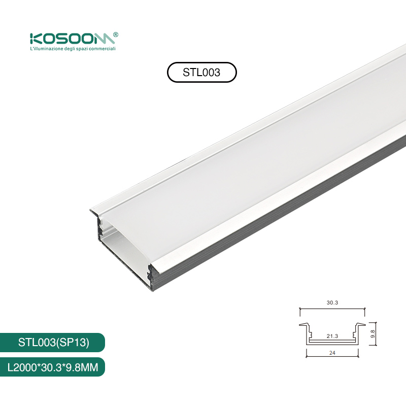 Perfiles de Aluminio Insertados Opalinos para Tiras LED para una Iluminación Eficiente - SP13 STL003 Kosoom-Perfil