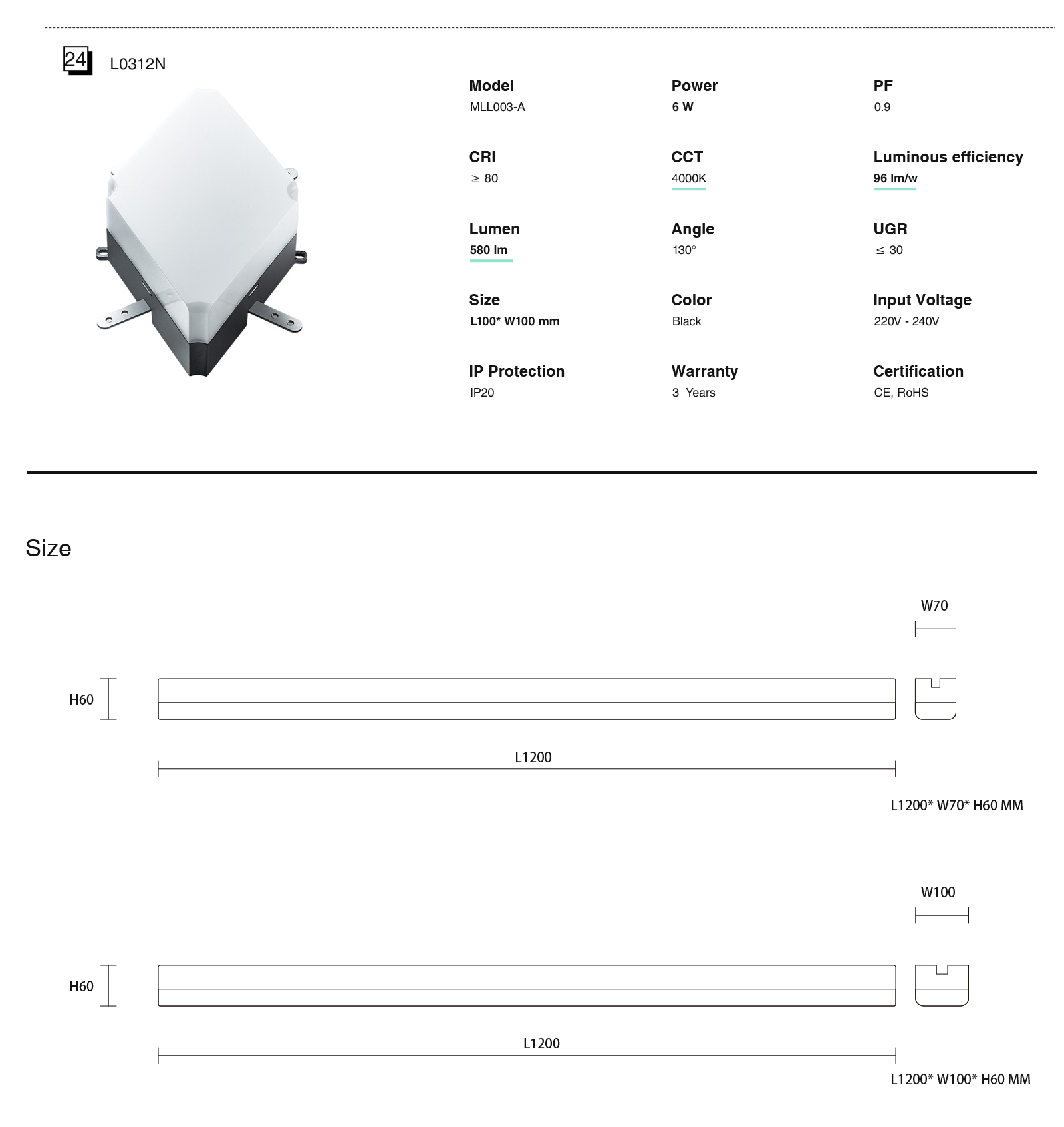 Lámpara Lineal Colgante Luces LED de Techo Alta Calidad Blanco 40W 3000K 3800LM Ángulo de Haz 120° MLL003-A L0301B -Kosoom-Lámpara Lineal LED--standard book8