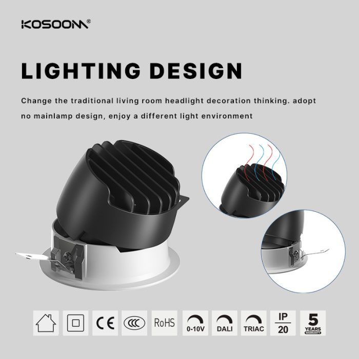 Downlight Lámpara Empotrada LED CB7512 de bajo consumo 12w 800LM con temperatura de color personalizable Ángulo de haz ajustable 15°/24°/40°/50° -Kosoom-Downlight LED