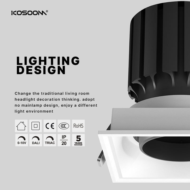 Downlight LED Compacta con Lente de 10W 450LM- Bridgelux C6 - Diseño Cuadrado - SLF06010S - Kosoom-Downlight LED-Estándar Downlights