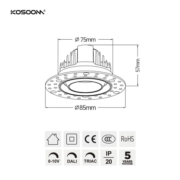 Foco de interior regulable 12W 700LM Ángulo de haz ajustable 15°/24°/36°/45° STKTC12- kosoom-Focos LED