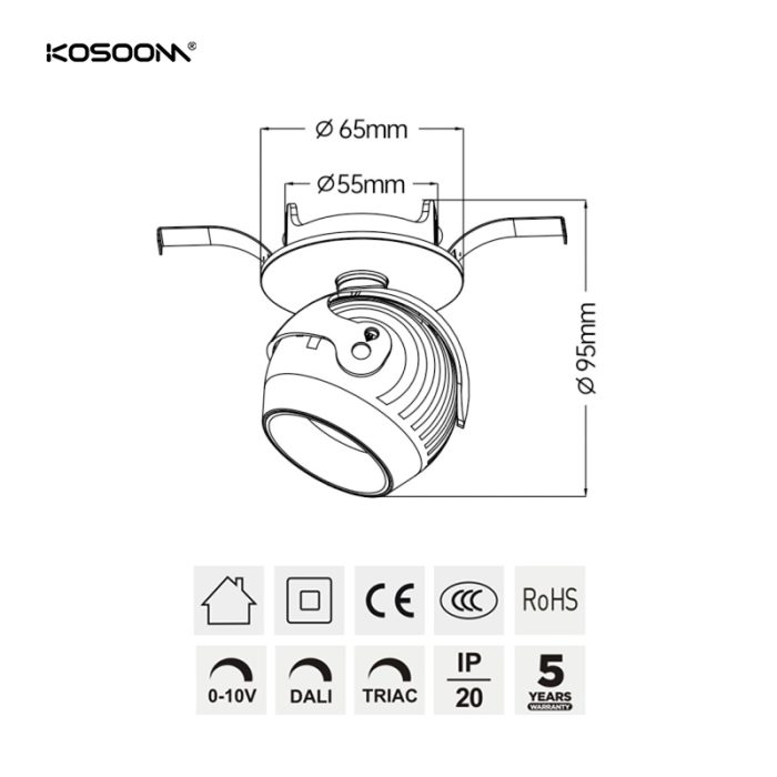 Directo de fábrica personalizado 12W de alta eficiencia Foco LED Downlight900LM Ángulo de haz 120 ° STKRD12-Kosoom-Downlight LED