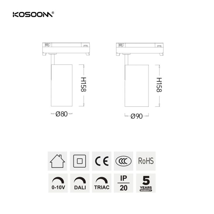 Focos de carril Iluminación de Riel de Interior Personalizable 15W 1250LM Ángulo de Haz Regulable 15°/24°/36° NCH06215-4-Kosoom-Focos LED