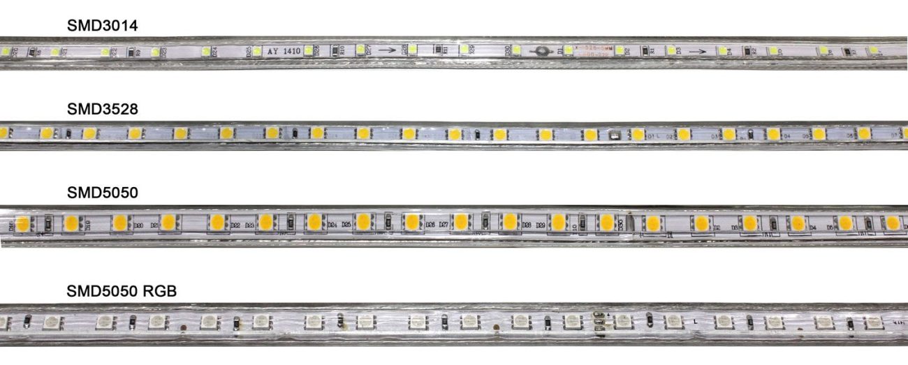 Tiras LED 220V. Diferencias entre SMD3528, SMD3014 y SMD5050-Información